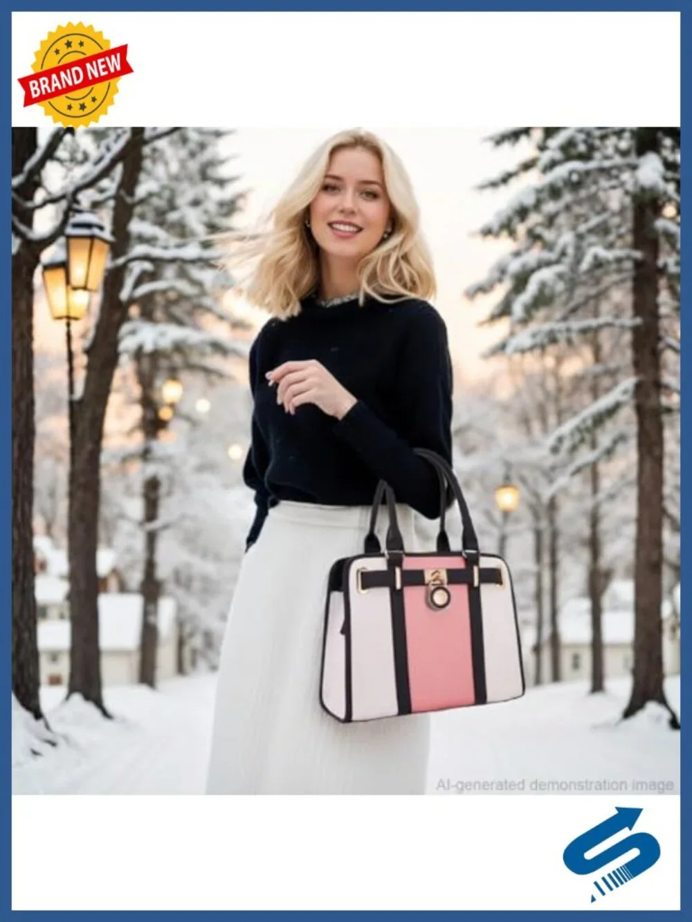 Vegan Leather Tote Handbag Set with Matching Wallet Satchel Work Bag